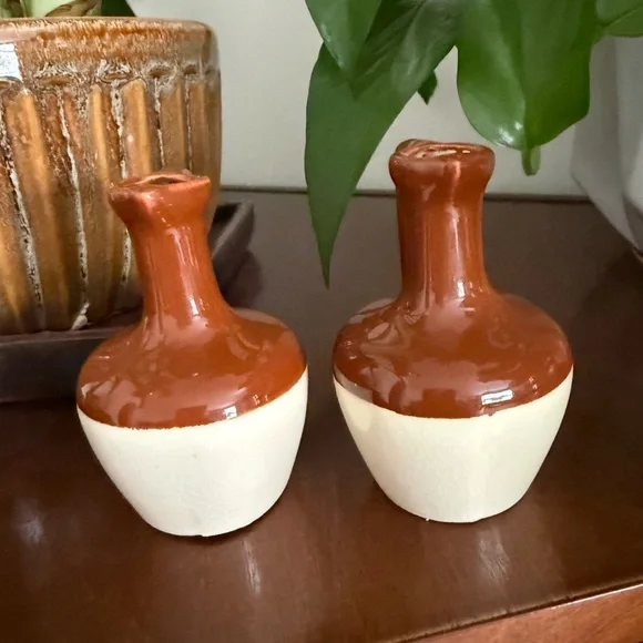 Vintage Miniature Brown & Ivory Ceramic Jugs | Set of 2 | 3.25” H - Picture 8 of 9